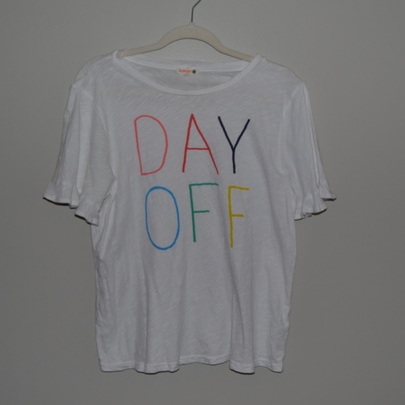 Sundry Tops - Sundry Day off With Rainbow Letters Tee Shirt